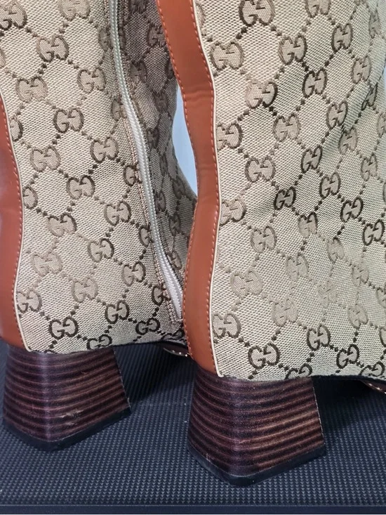 Gucci Ellis GG-Monogram Canvas Knee-High Boots - Picture 9 of 14